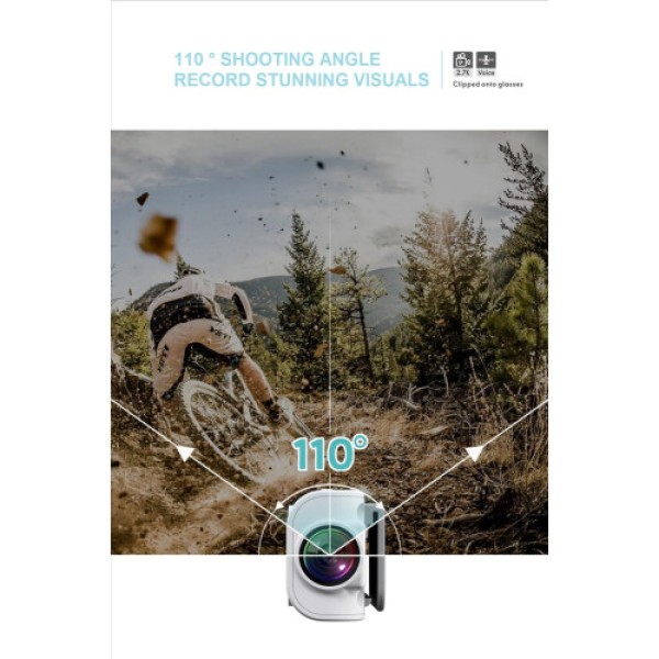 2.7K Ultra-Light Head-Mounted Action Camera – 21g Glasses-Compatible Camera, Supports Hands-Free First-Person View and Lossless Audio, Ideal for Travelers/Business Professionals (White)